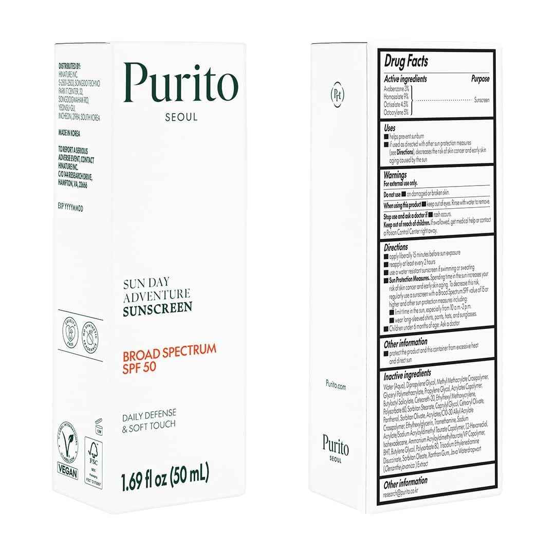 PURITO Sun Day Adventure Korean Sunscreen Smoothest and Lightest Texture Broad Spectrum SPF 50 UVA & UVB Protection - Koraya Beauty