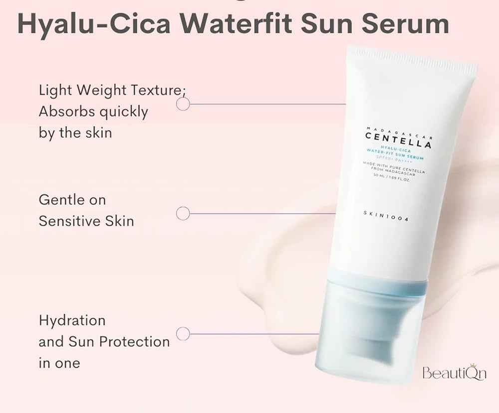 SKIN1004 Hyalu CICA Water-fit Sun Serum-Lightweight, Hydrating Sun Serum Protection, Soothing, Moisturizing & Non-Greasy, Perfect for Daily Use - Koraya Beauty