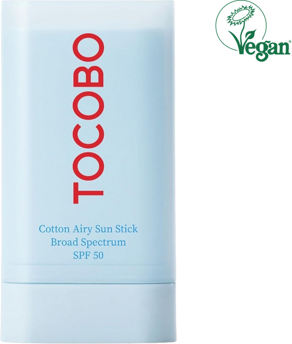 Cotton Airy Sun Stick SPF 50 - Vegan Korean Matte Sunscreen, Lightweight & Non-Sticky