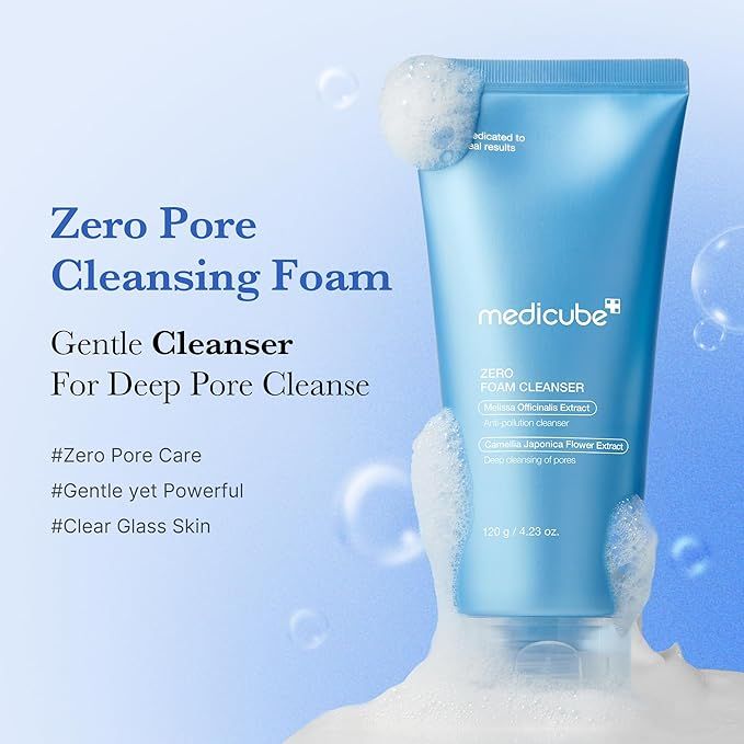 MEDICUBE Zero Foam Cleanser for Sensitive Skin, Sebum Control, Moisture Balance, and Pore Minimization