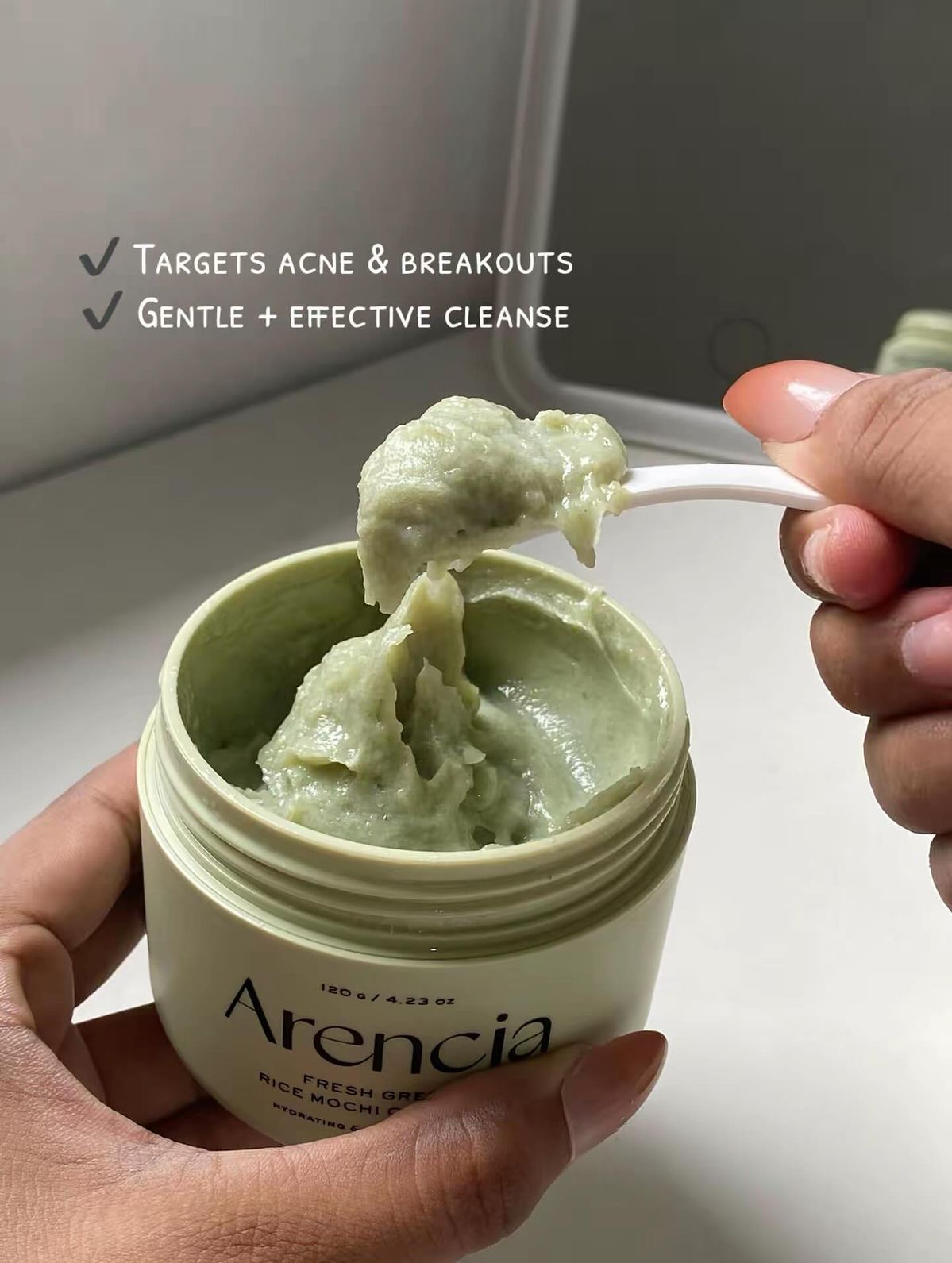ARENCIA Korean Rice Mochi Face Cleanser - Face Mask, Foaming Cleanser, Gentle Scrub All in One - Deep Cleansing, Moisturizing, Pore Minimizing, Removing Blackhead- with Rice Water & Green Tea, Mugwort