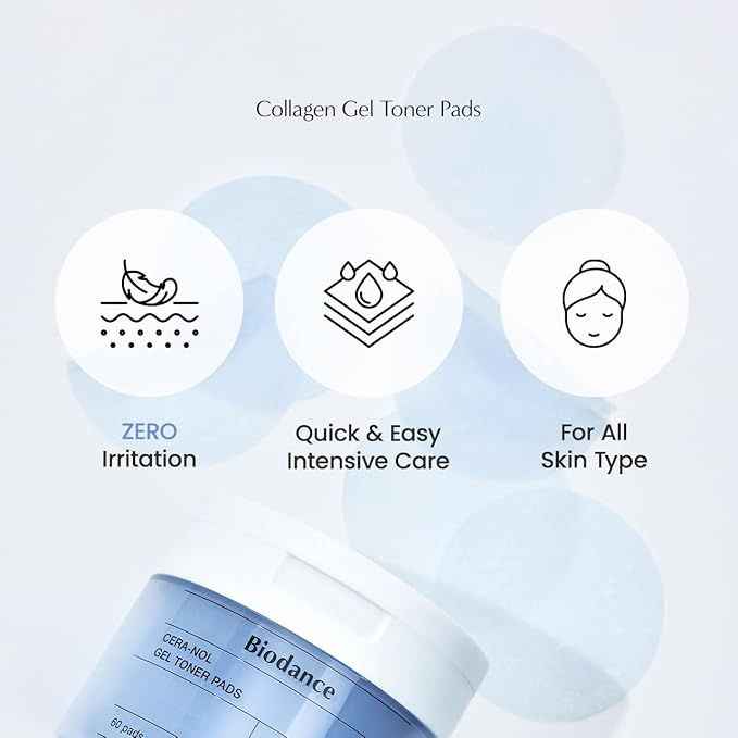 BIODANCE Cera-nol Gel Toner Pad, Hydrating & Soothing Korean Toner Pads, Hyaluronic Acid & Ceramides - Koraya Beauty