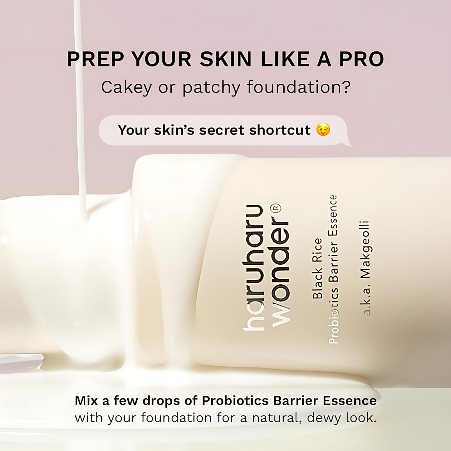 HARUHARU WONDER Black Rice Probiotics Barrier Essence, Skin Flooding & Layering, Strengthens Skin Barrier, Moisturizes, Glowy Radiant Skin, Ceramide & Panthenol - Koraya Beauty