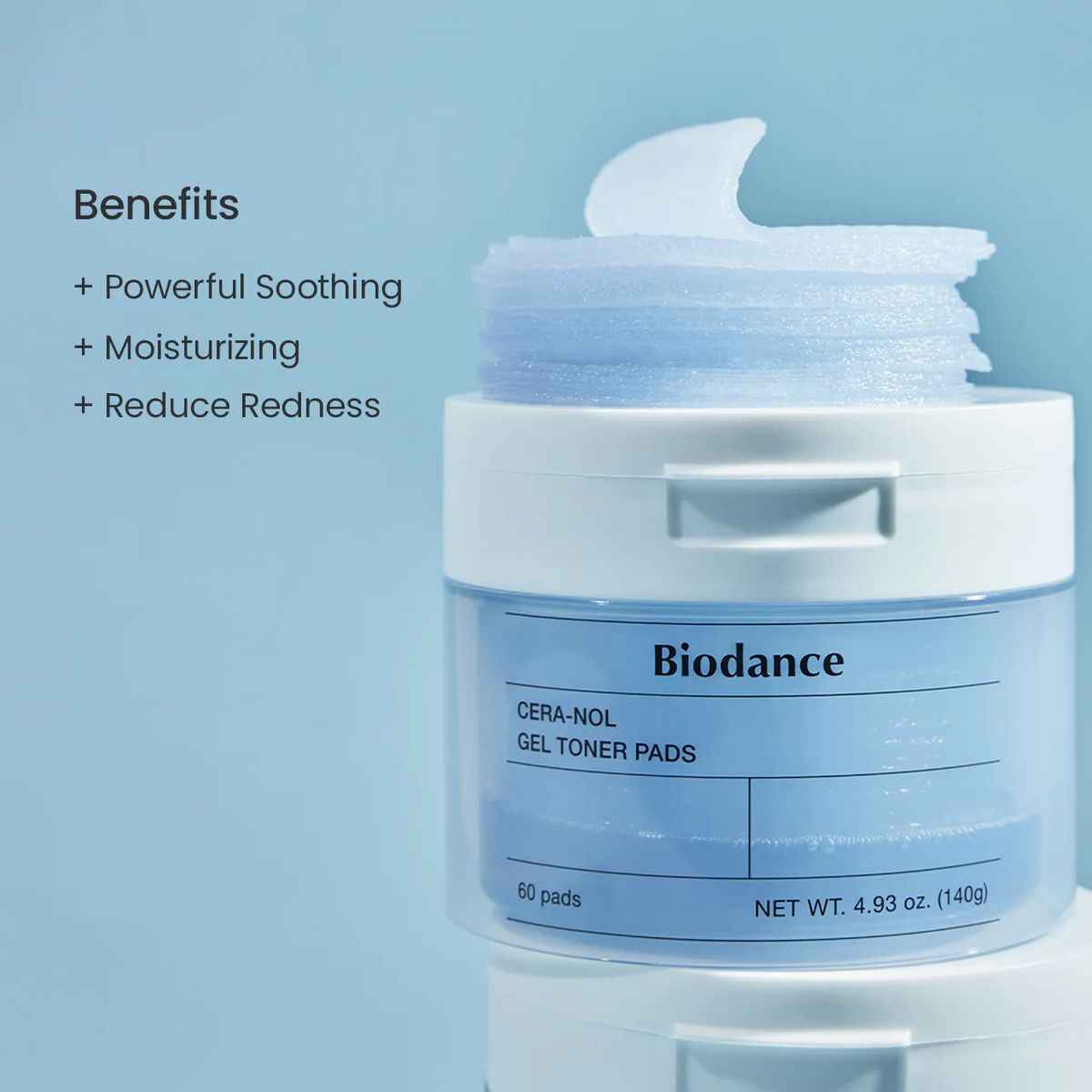 BIODANCE Cera-nol Gel Toner Pad, Hydrating & Soothing Korean Toner Pads, Hyaluronic Acid & Ceramides - Koraya Beauty