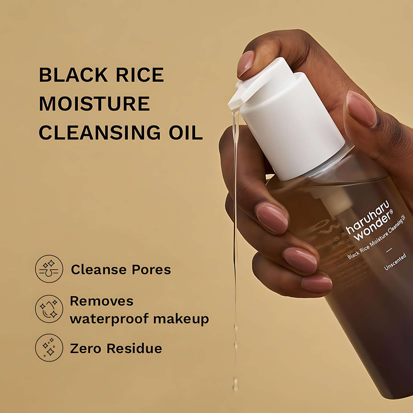 HARUHARU WONDER Black Rice Moisture Cleansing Oil, Double Cleansing, Daily Makeup Remover, Pore Oil Cleanser - Koraya Beauty