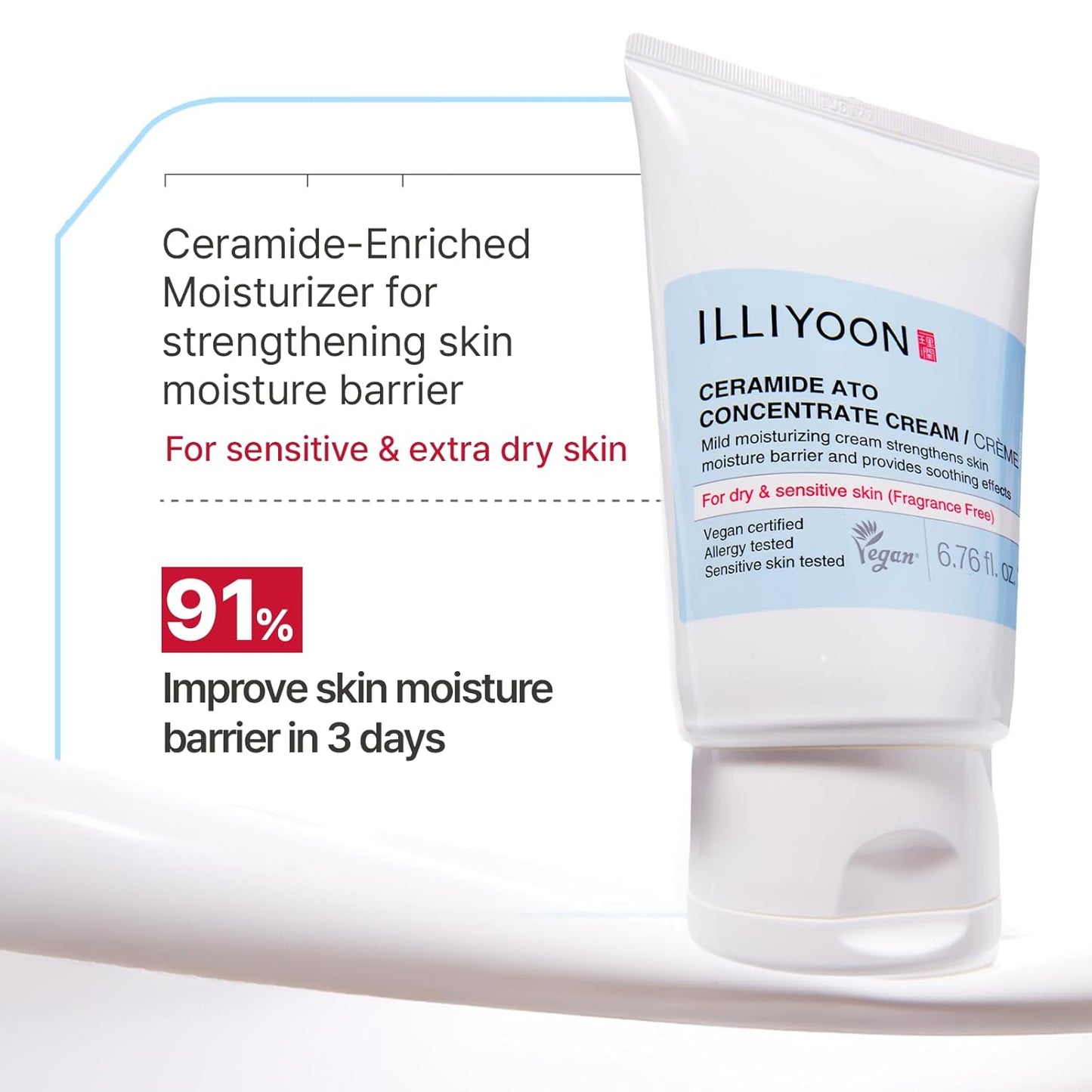 ILLIYOON Ceramide Ato Concentrate Cream, Moisturizer for Dry & Sensitive Skin, 100hr Lasting Hydration