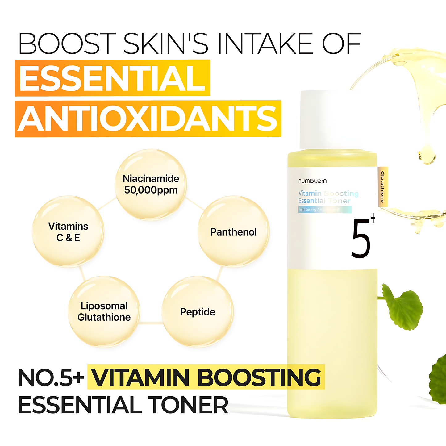 NUMBUZIN No.5 Toner, Vitamin Boosting Essential Toner, First Step Skin Care, Improves Hyperpigmentation & Uneven Skin Tone - Koraya Beauty