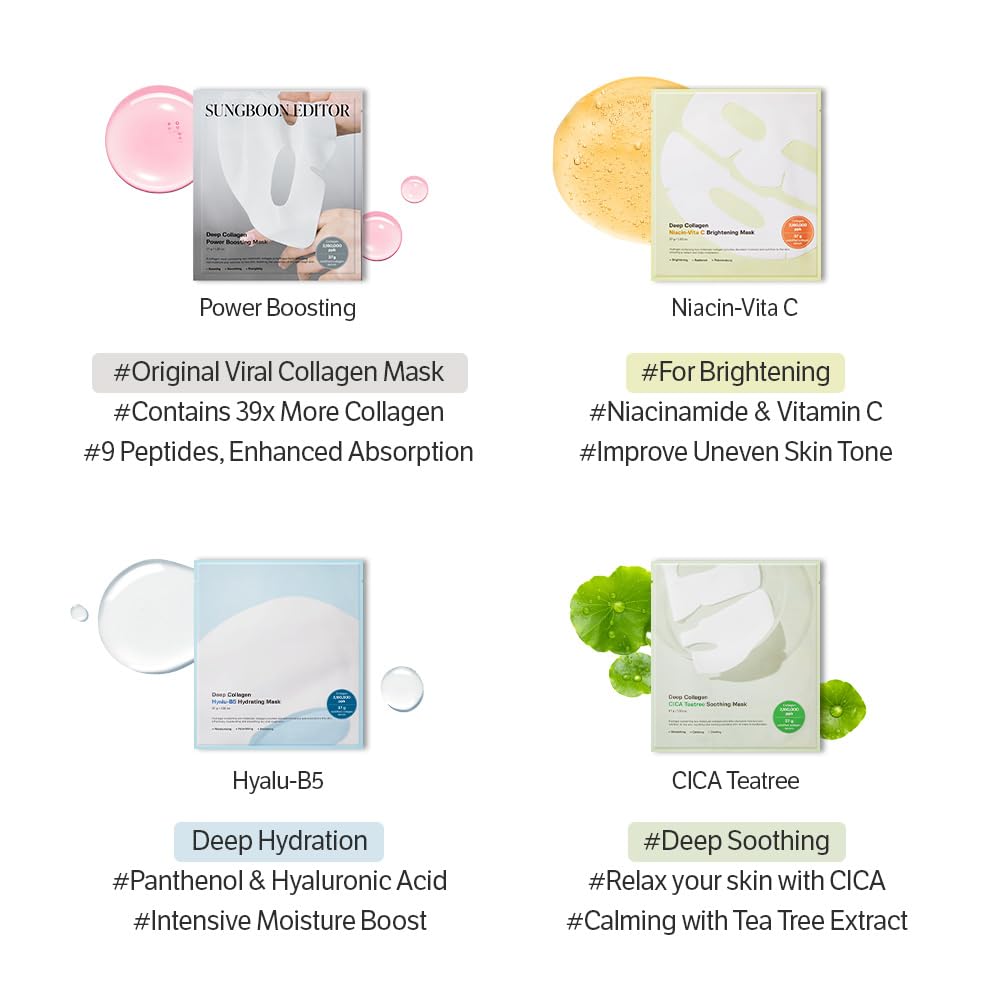 SUNGBOON EDITOR Deep Collagen Overnight Mask, Original Hydrating Collagen Face Mask, Real Collagen 2,160,000PPB for Elasticity
