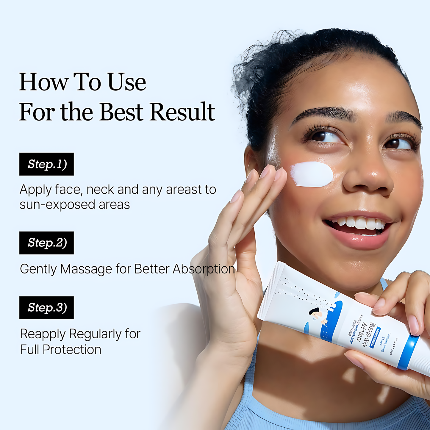 ROUND LAB Birch Juice Moisturizing UV LOCK SPF 45, NBC No1 SPF, UV Protection, Lightweight, Oil-Free, Organic