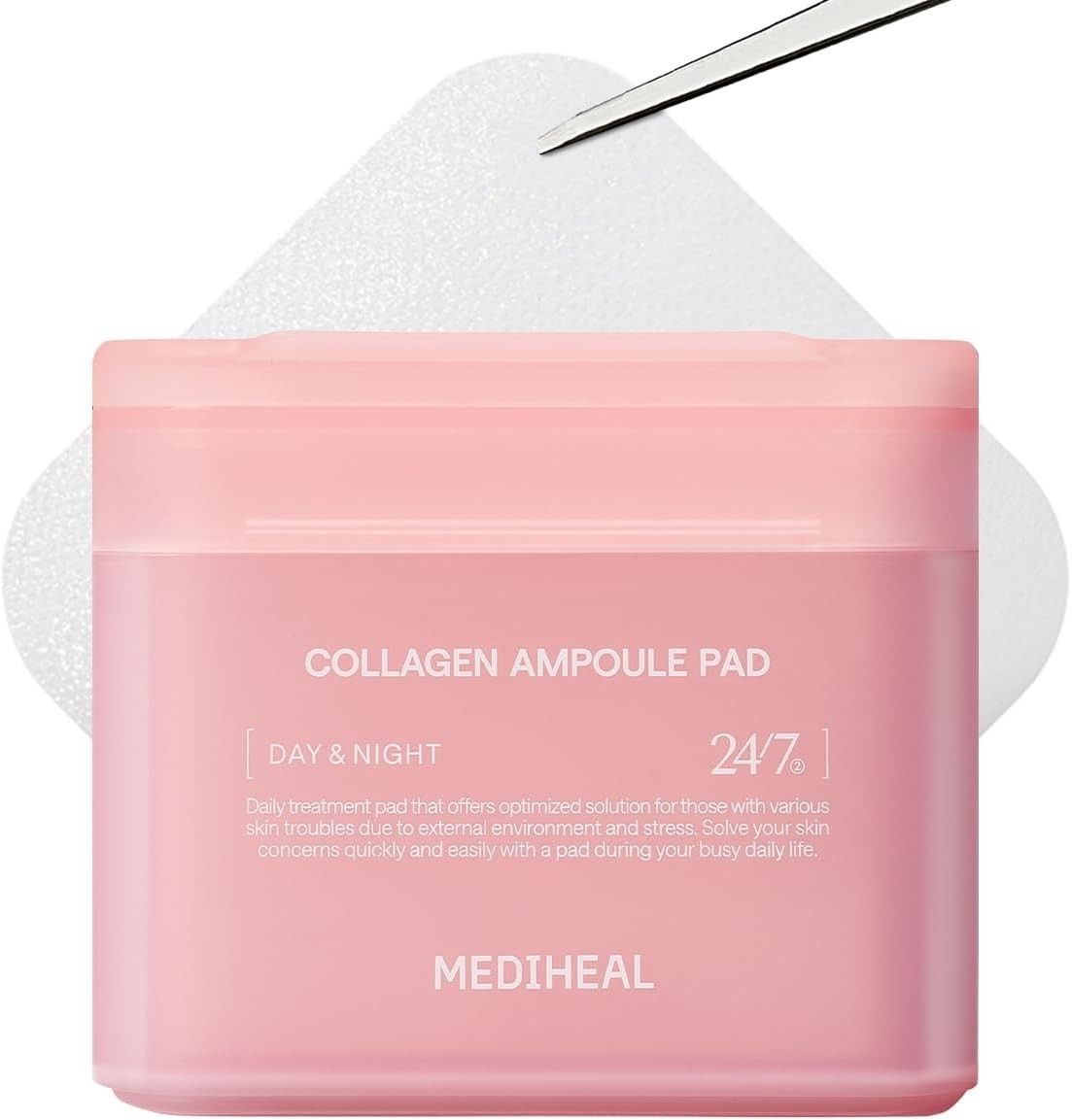 MEDIHEAL Collagen Ampoule Facial Toner Pads- Collagen & Ceramide, Skin Firming & Restore Elasticity & Deep Hydration