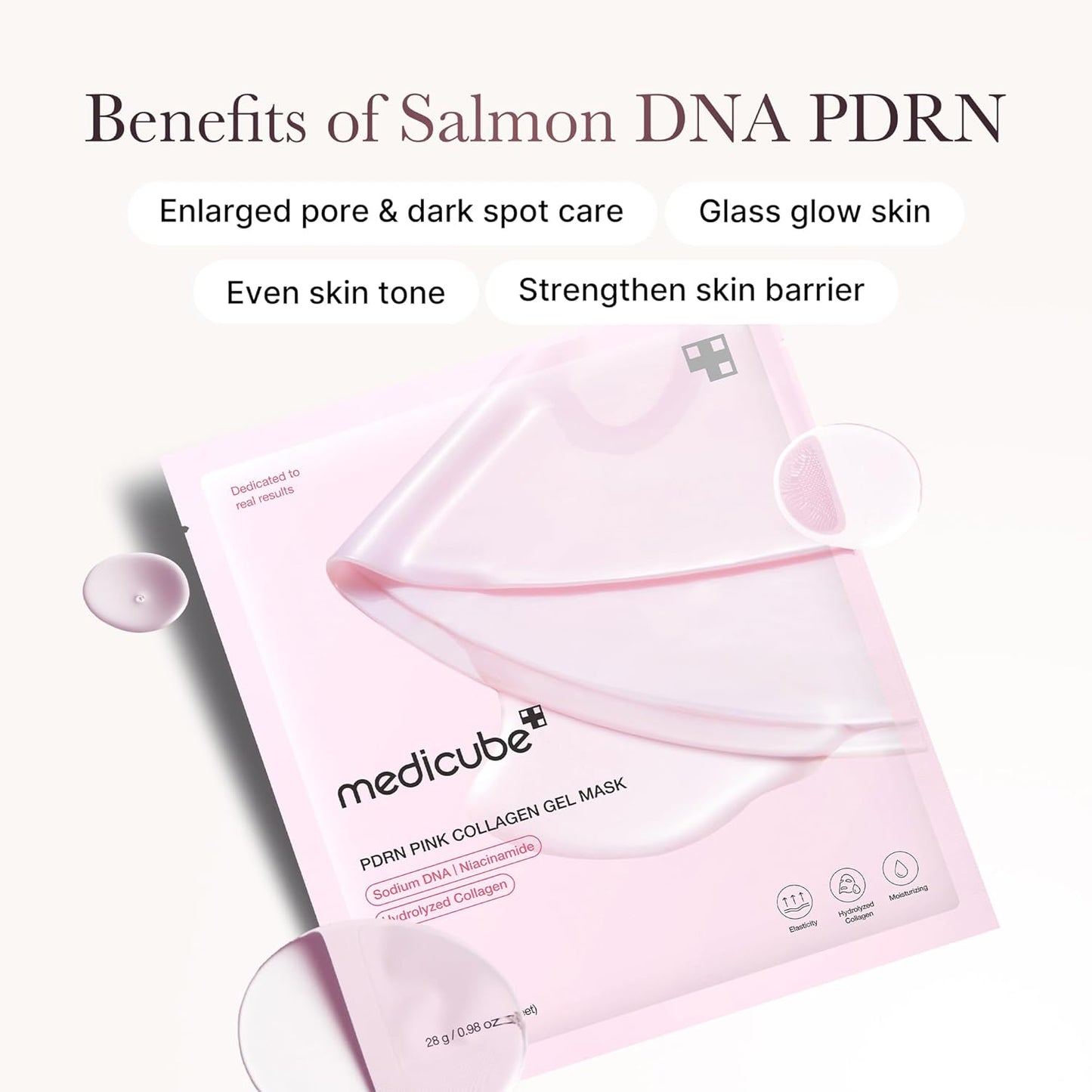 MEDICUBE Salmon DNA PDRN Pink Collagen Gel Mask, Overnight Face Mask For Glass Glow Skin- Elasticity, Hydrating, Firming and Moisturizing