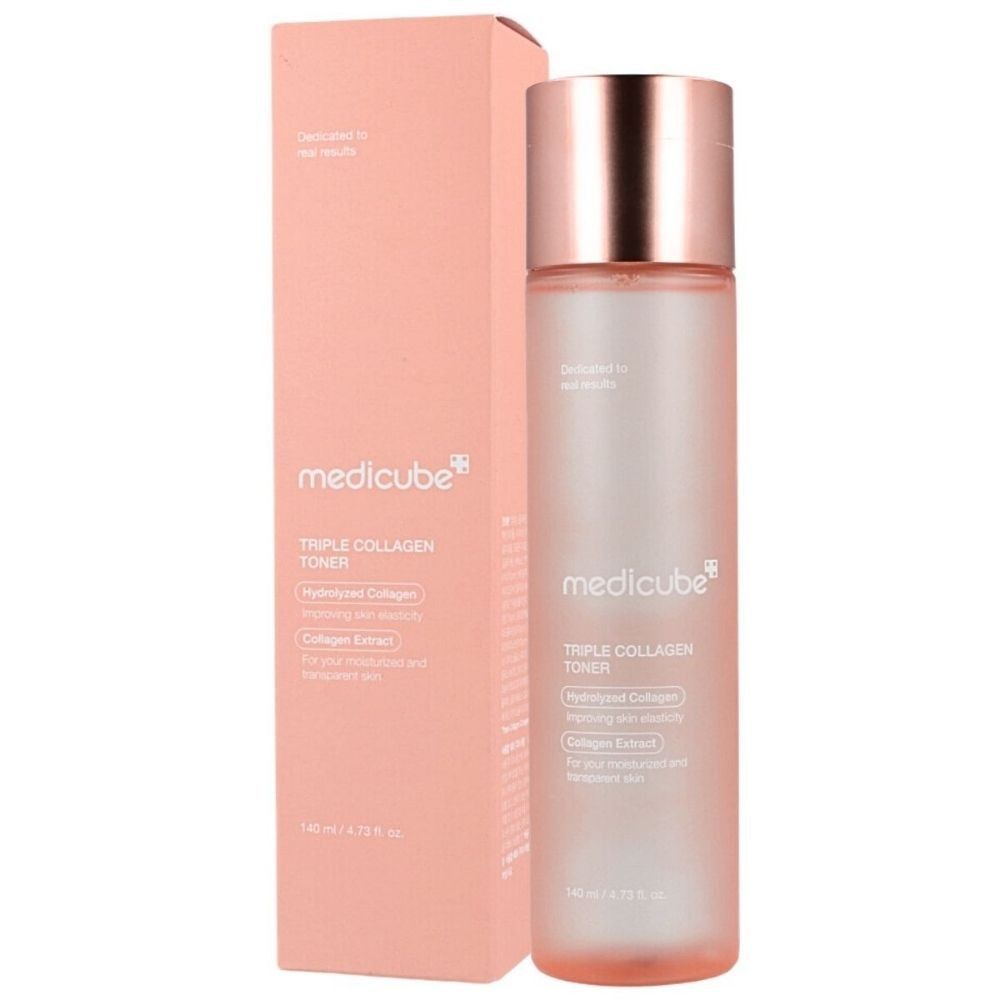 MEDICUBE Triple Collagen Toner - Hydrolyzed, Atelo, & Soluble Collagen for Deep Hydration & Plump Skin