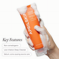 APRILSKIN Carrotene Clarifying Foam Cleanser, Deep Cleansing with AHAs & Sebum Control for Oily, Sensitive, Acne-Prone Skin