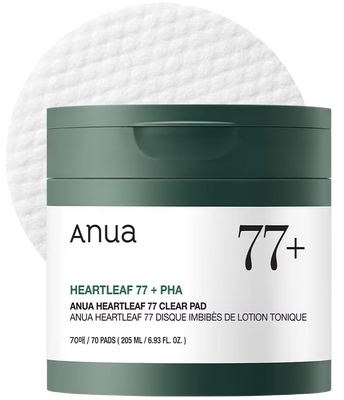 Heartleaf 77 Clear Pad, Korean Toner Pad with PHA for Gentle Exfoliation & Pore Tightening