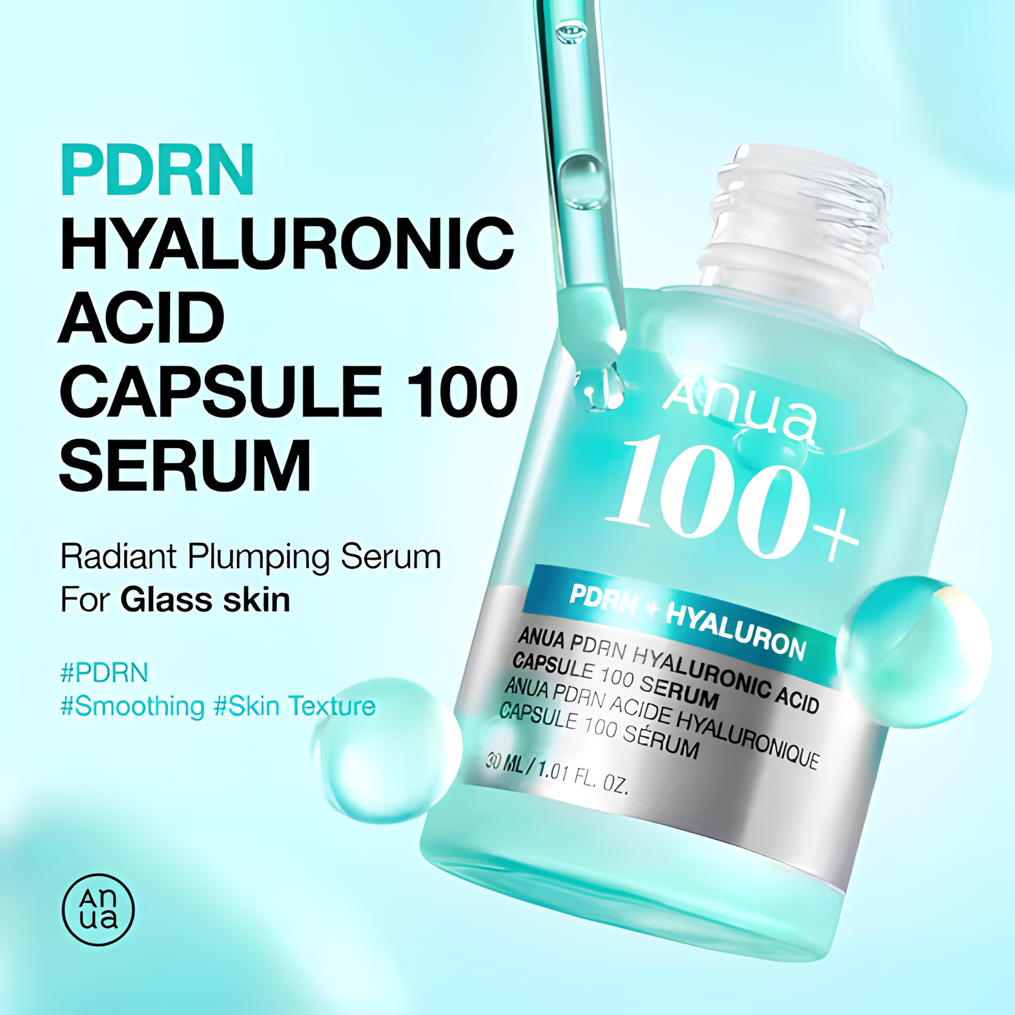 ANUA Pdrn Hyaluronic Acid Capsule 100 Serum with Collagen For Plump, Dewy, Radiant Glass Skin
