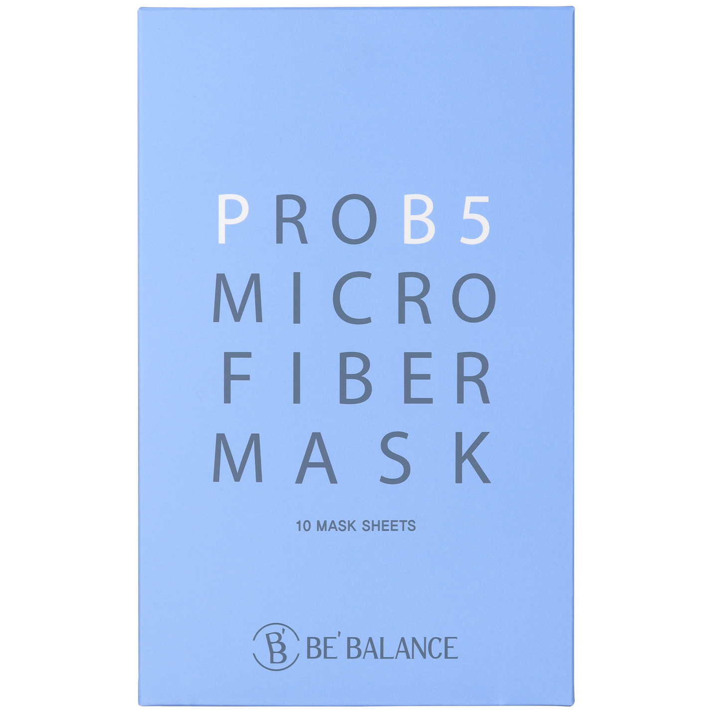 Blue packaging of PROB5 Microfiber Mask with 'Be Balance' branding on a white background