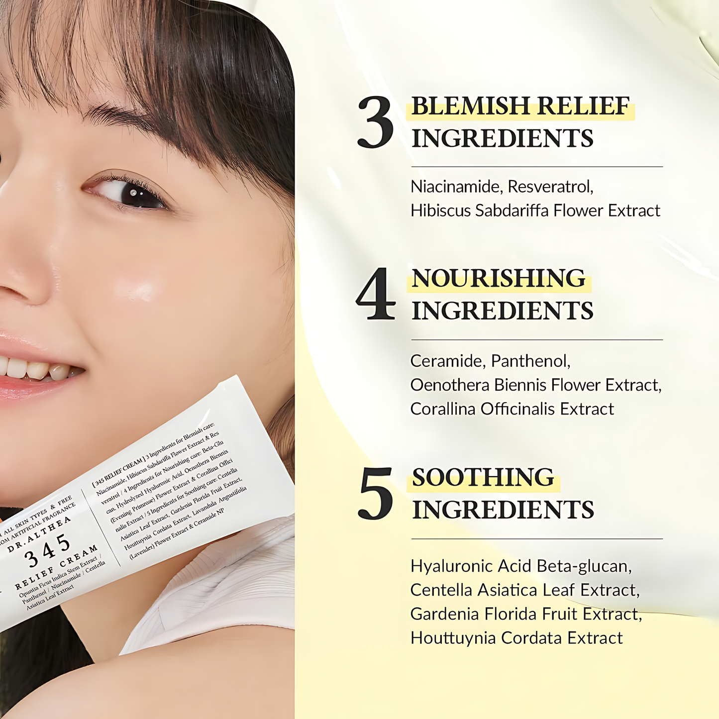 DR. ALTHEA 345 Relief Cream, Daily Face Moisturizer, Blemish Relief Care, Soothing Recovery & Moistur