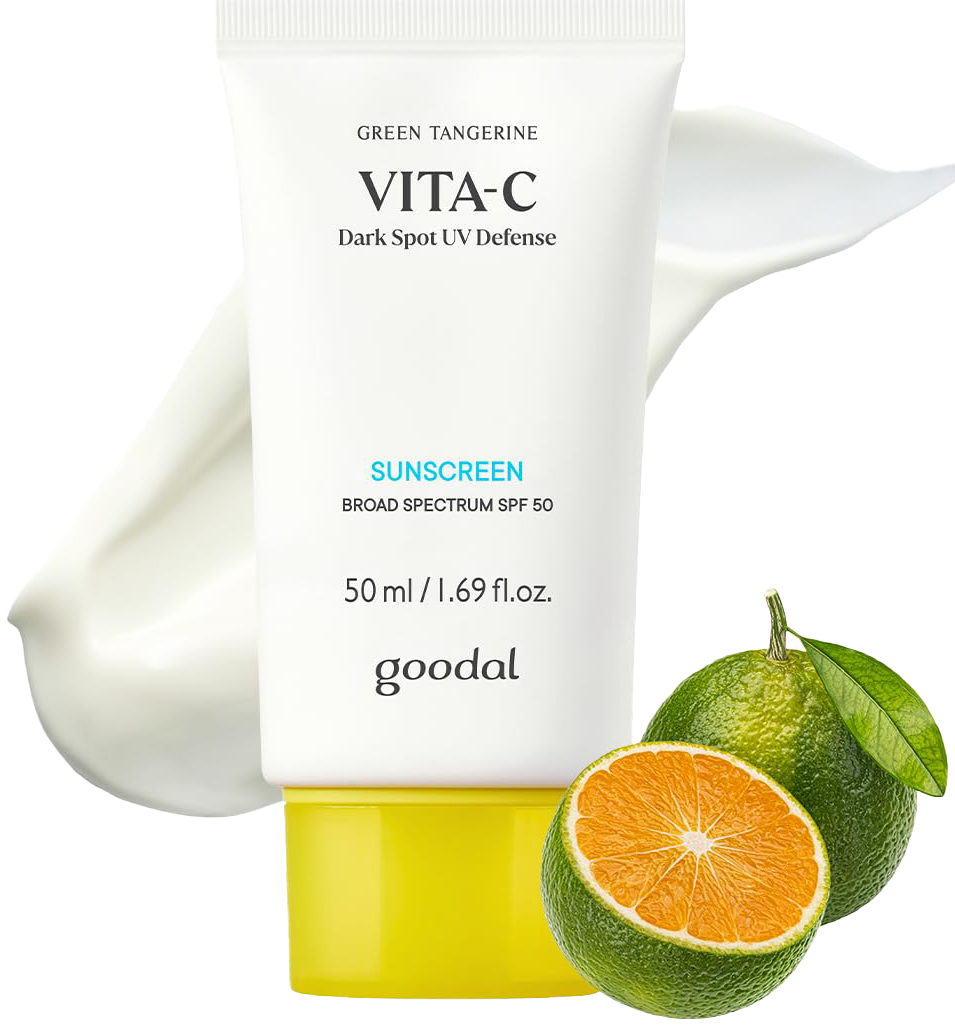 GOODAL Green Tangerine Vita-C Dark Spot UV Defense Sunscreen SPF 50, Daily Skin Care Korean Sunscreen for Face,No White Cast - Koraya Beauty