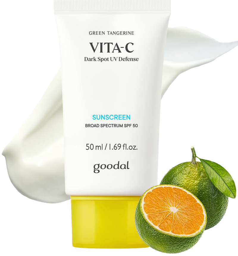 GOODAL Green Tangerine Vita-C Dark Spot UV Defense Sunscreen SPF 50, Daily Skin Care Korean Sunscreen for Face,No White Cast - Koraya Beauty
