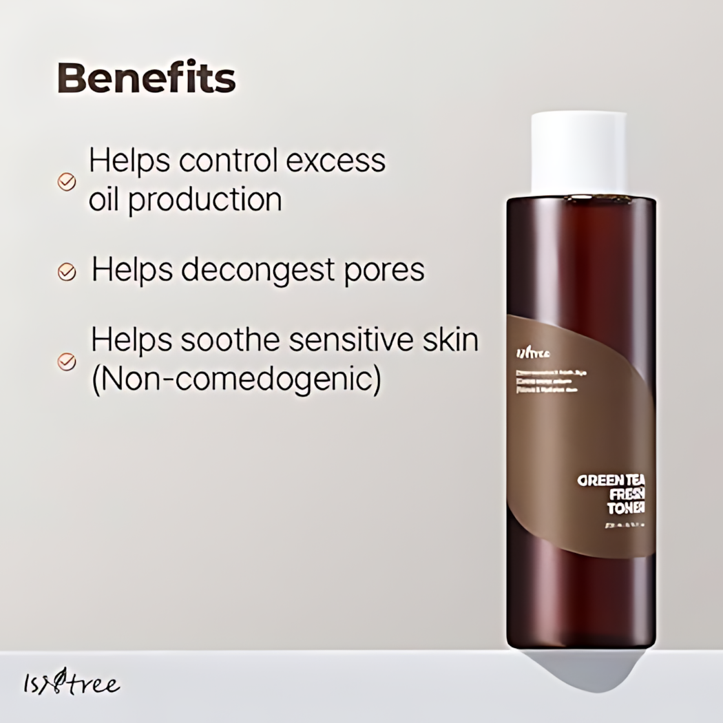 ISNTREE Green Tea Fresh Toner, For Oily Skin, Sebum Control, Hydrating and Refreshing - Koraya Beauty