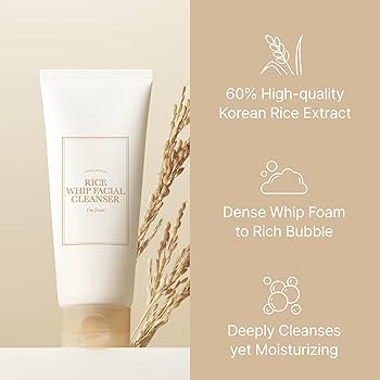 I'M FROM Rice Whip Facial Cleanser, Brightening Korean Rice Cleanser, AHA, BHA, Dry & Dull Skin