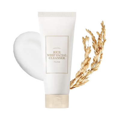 Rice Whip Facial Cleanser for Brightening Korean Skin - AHA, BHA for Dry & Dull Skin