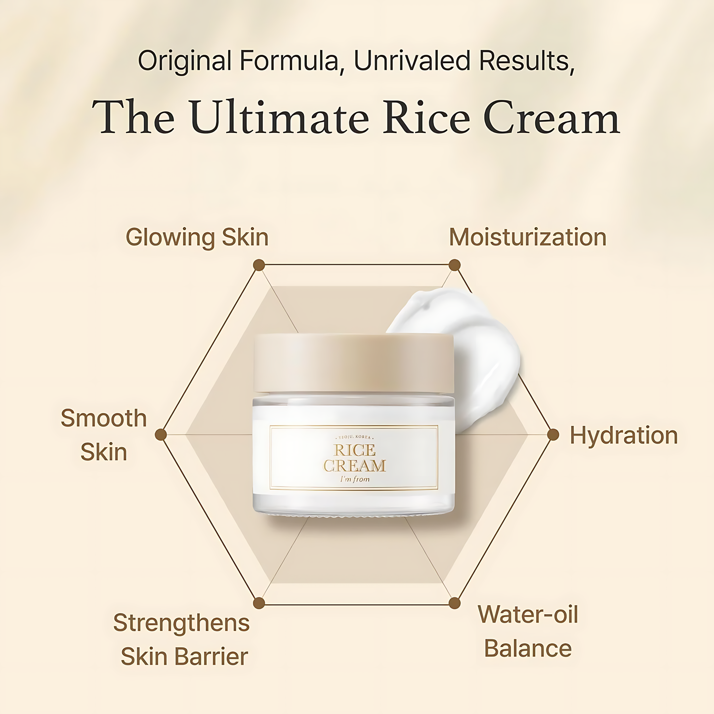 I'M FROM Rice Cream, Rice Bran Essence with Ceramide, Improves Moisture Skin Barrier, Deep Nourishment, Smooths and Evens Skin Tone