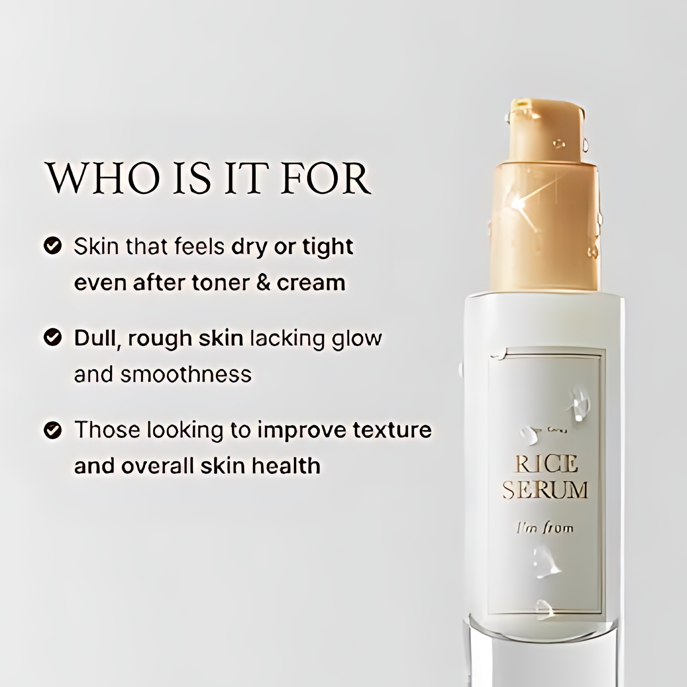 I'M FROM Rice Serum, Korean Fermented Rice Embryo Extract Boosts Collagen, Niacinamide