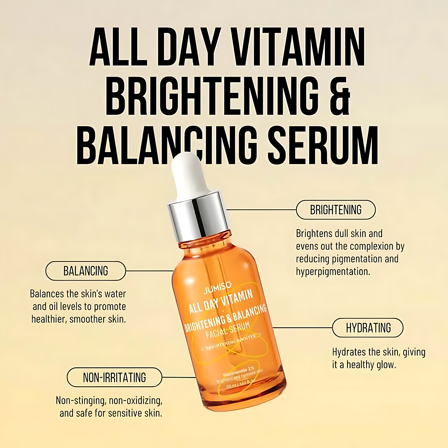 JUMISO All Day Vitamin Serum, Brightening & Balancing Facial Serum, 86.14% of Vitamin Tree Extract, 20,000ppm of Niacinamide - Koraya Beauty