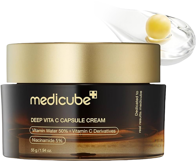 MEDICUBE Deep Vitamin C Golden Capsule Face Moisturizer, Liposome Capsules For Wrinkles, Skin Radiance, Transparent Gel for Glow Hydration