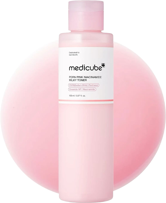 MEDICUBE PDRN Pink Niacinamide Milky Toner for Hydrating, Moisturizing, Soothing, Ceramide, Peptide, Glass Glow Skin - Koraya Beauty
