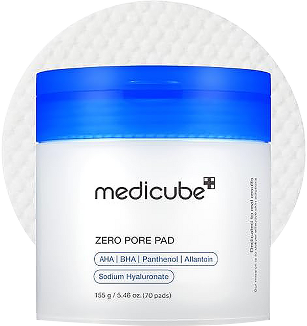 MEDICUBE Zero Pore Pads 2.0, Dual-Textured Facial Toner Pads for Exfoliation and Pore Care with 4.5% AHA Lactic Acid & 0.45% BHA Salicylic Acid, Ideal for All Skin Types