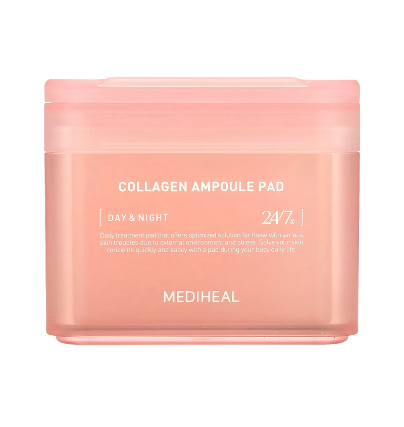 MEDIHEAL Collagen Ampoule Facial Toner Pads- Collagen & Ceramide, Skin Firming & Restore Elasticity & Deep Hydration