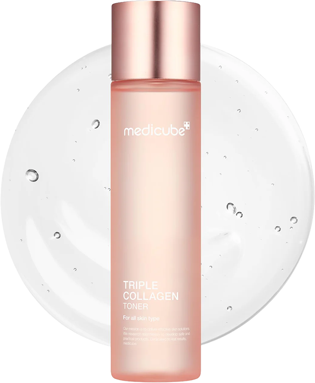 MEDICUBE Triple Collagen Toner - Hydrolyzed, Atelo, & Soluble Collagen for Deep Hydration & Plump Skin
