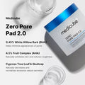 MEDICUBE Zero Pore Pads 2.0, Dual-Textured Facial Toner Pads for Exfoliation and Pore Care with 4.5% AHA Lactic Acid & 0.45% BHA Salicylic Acid, Ideal for All Skin Types