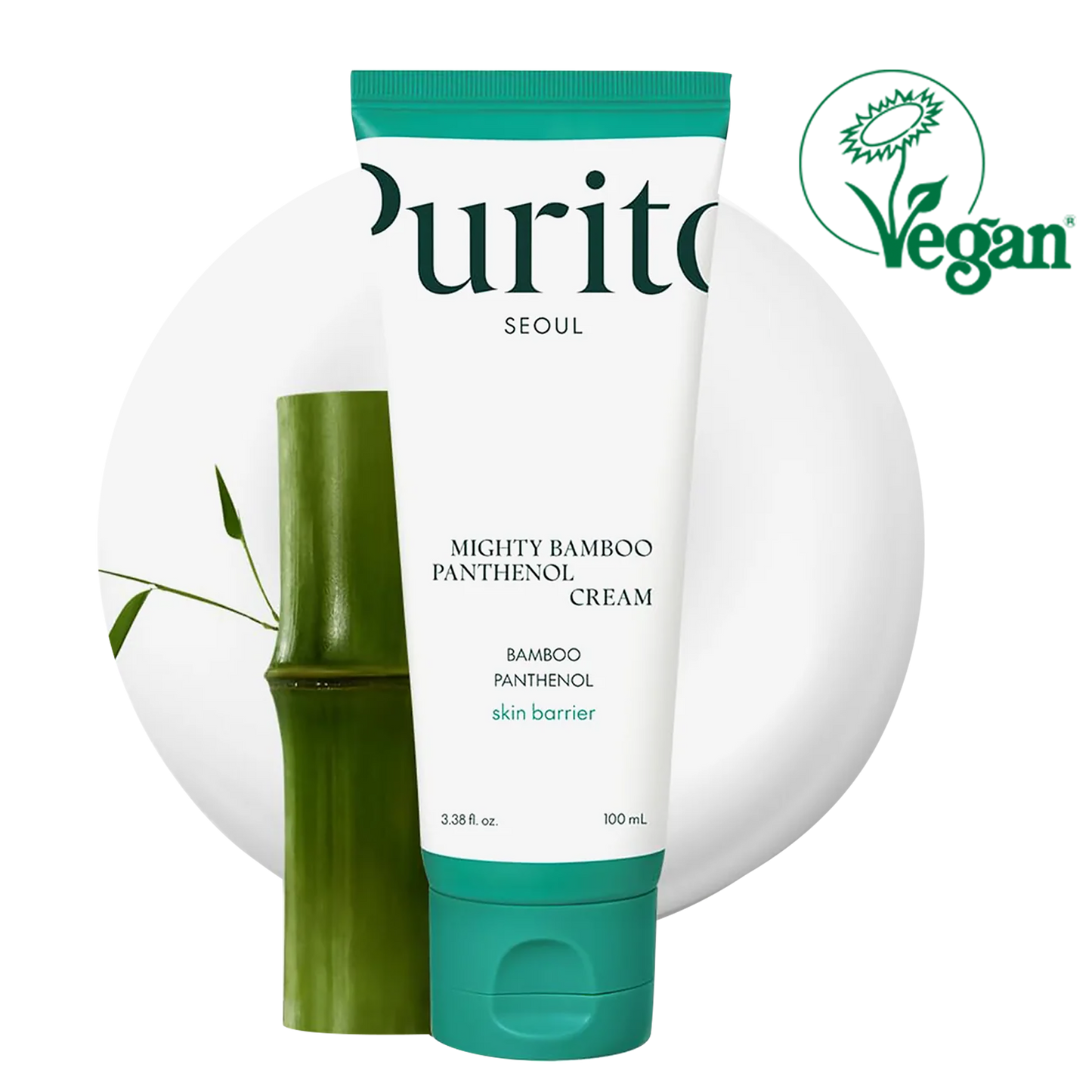 PURITO Mighty Bamboo Panthenol Cream, 10% Panthenol for Recovery & Glow Boost, Post-Acne Moisturizer, Silicone-Free, Non-Comedogenic, Vegan