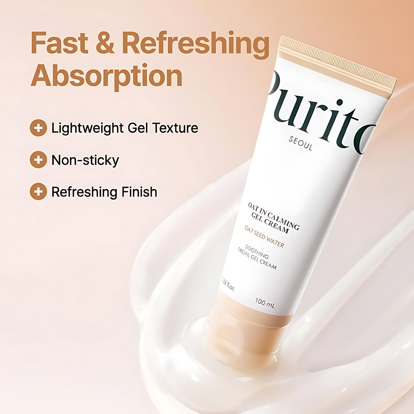 PURITO Oat In Calming Gel Cream, Oat Seed Water Hydration & Soothing, Lightweight, Non-Sticky FA Safe Moisturizer for Sensitive Skin,