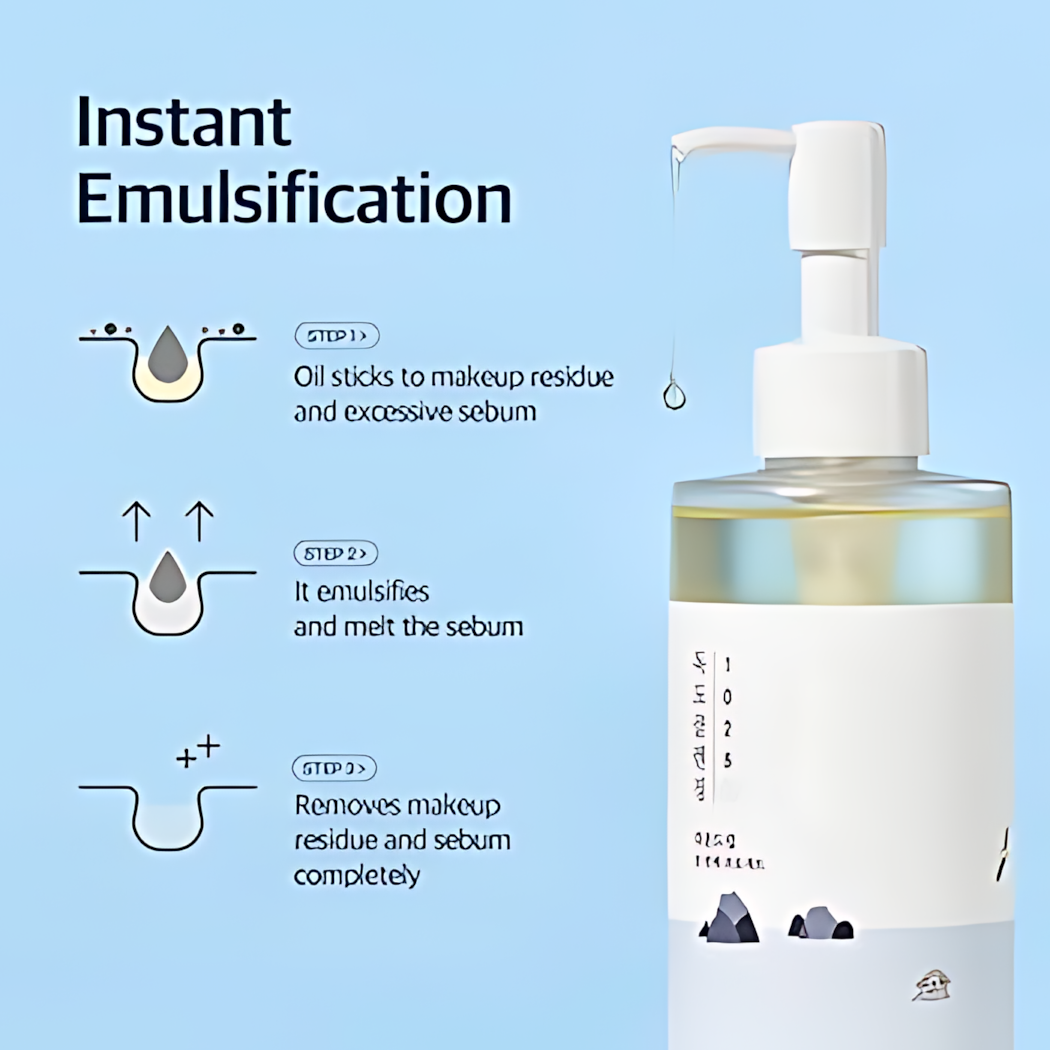 ROUND LAB 1025 Dokdo Cleansing Oil, Facial Oil Cleanser for Face, Deep Pore Cleansing