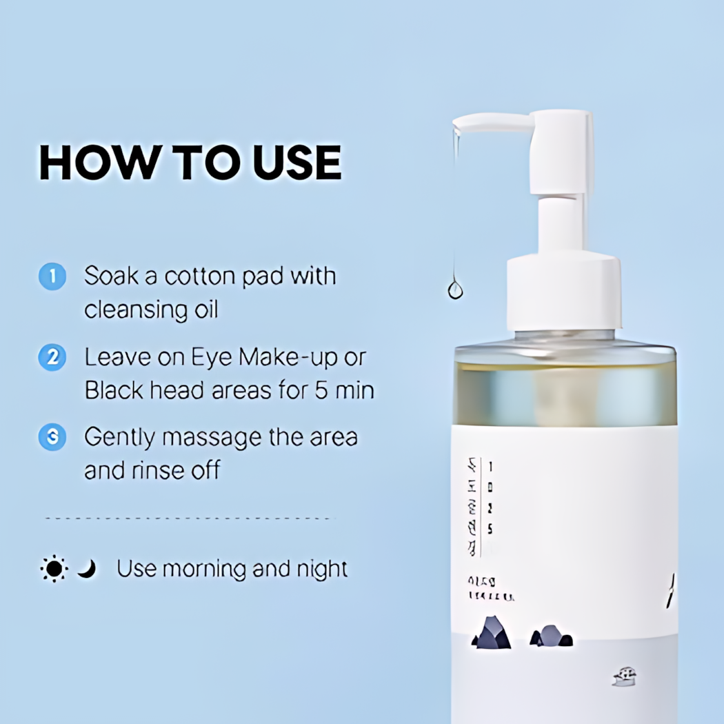 ROUND LAB 1025 Dokdo Cleansing Oil, Facial Oil Cleanser for Face, Deep Pore Cleansing