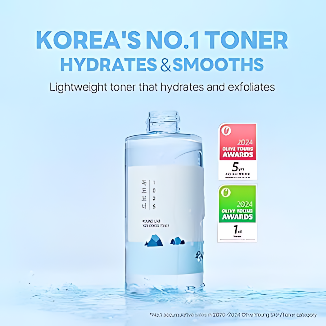 ROUND LAB 1025 Dokdo Toner, Oil Control and Reduces Excess Sebum, Gentle Exfoliating Facial Toner, Deep Sea Water for Moisturization, Soft Finish Without Stickiness - Koraya Beauty