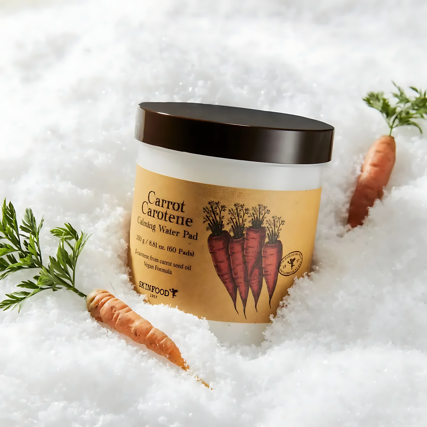 SKINFOOD Carrot Carotene Calming Water Toner Pads, Korean Skin Care Toner Pad for Face, Deep Hydrating, Soothing, After Sun Skincare for Sensitive Skin, Redness Relief, 100% Cotton - Koraya Beauty