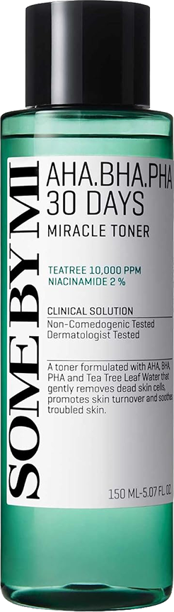 SOME BY MI AHA-BHA-PHA 30 Days Miracle Toner, Korean Salicylic Acid Exfoliating Face Toner for All Skin Types – Daily Pore Care & Oil Control with 2% Niacinamide