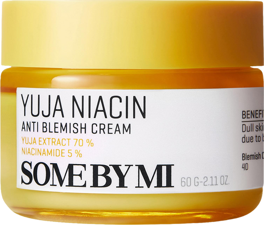 SOME BY MI Yuja Niacin Anti Blemish Cream – Korean 5% Niacinamide Face Moisturizer to Brighten Dull-Looking Skin – Dark Spot Remover with Alpha-Bisabolol for Face