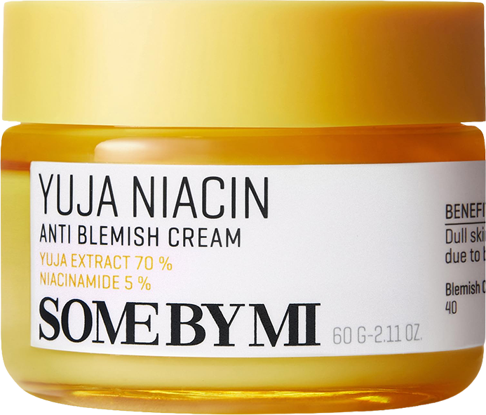 SOME BY MI Yuja Niacin Anti Blemish Cream – Korean 5% Niacinamide Face Moisturizer to Brighten Dull-Looking Skin – Dark Spot Remover with Alpha-Bisabolol for Face
