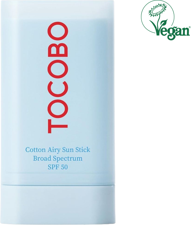 TOCOBO Cotton Airy Sun Stick SPF 50 Broad Spectrum Korean Matte Sunscreen,Vegan, Lightweight, Non-Sticky