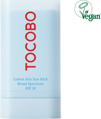 Cotton Airy Sun Stick SPF 50 - Vegan Korean Matte Sunscreen, Lightweight & Non-Sticky