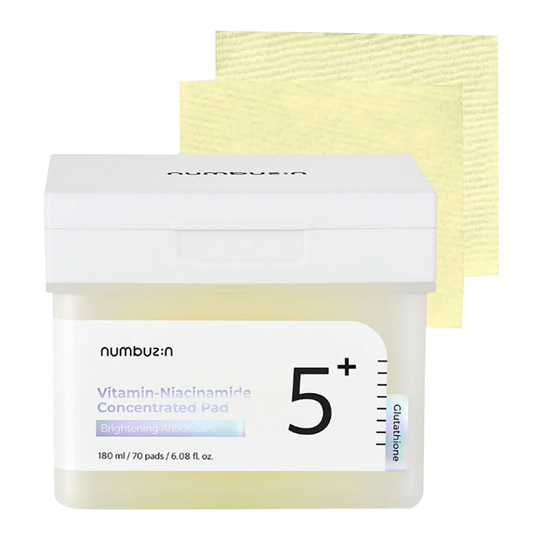 NUMBUZIN No.5 Toner Pads, Vitamin-Niacinamide Concentrated Pad, Double-Sided, Glutathione, Niacinamide, PHA & LHA, Exfoliation, Hyperpigmentation Care - Koraya Beauty